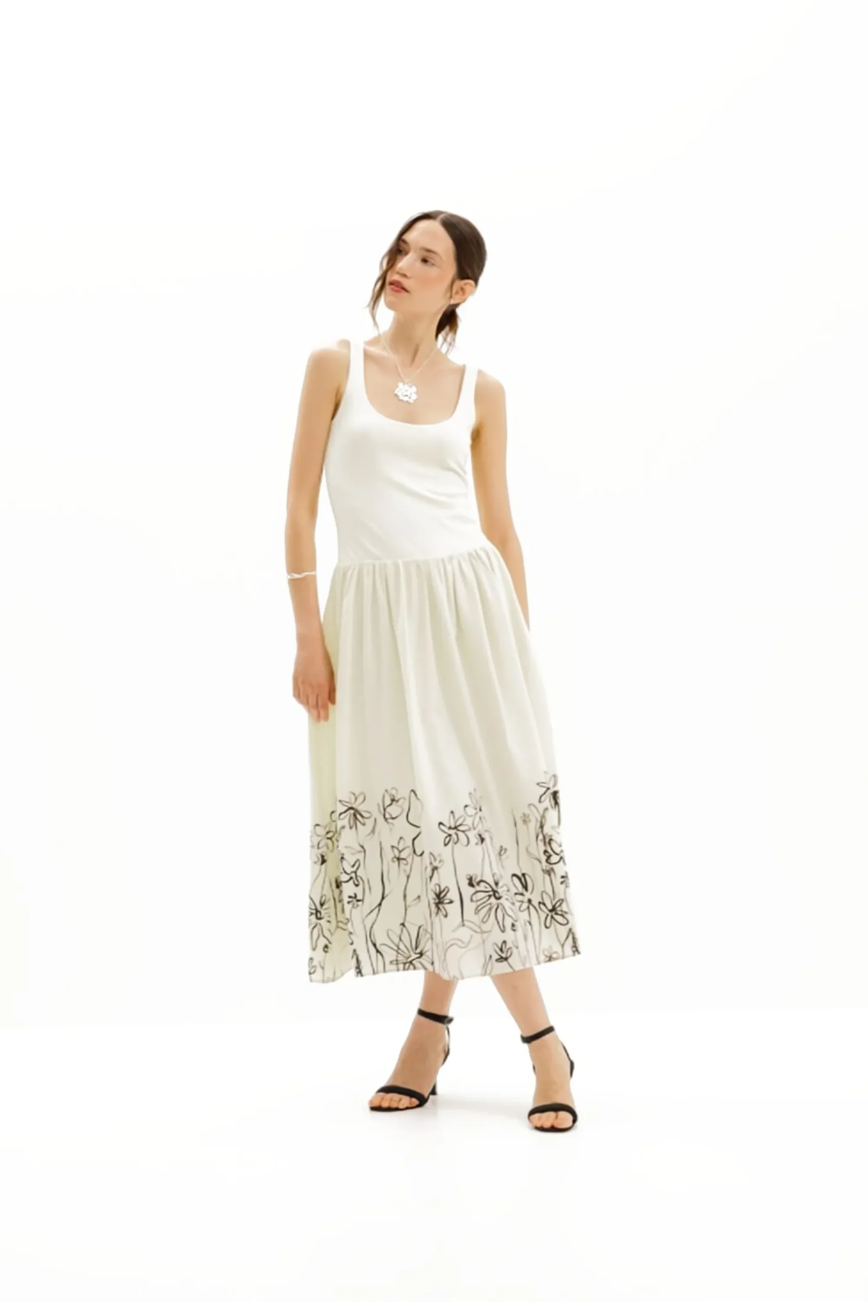 Vestidos E Macacões<Desigual Vestido midi evasê flores