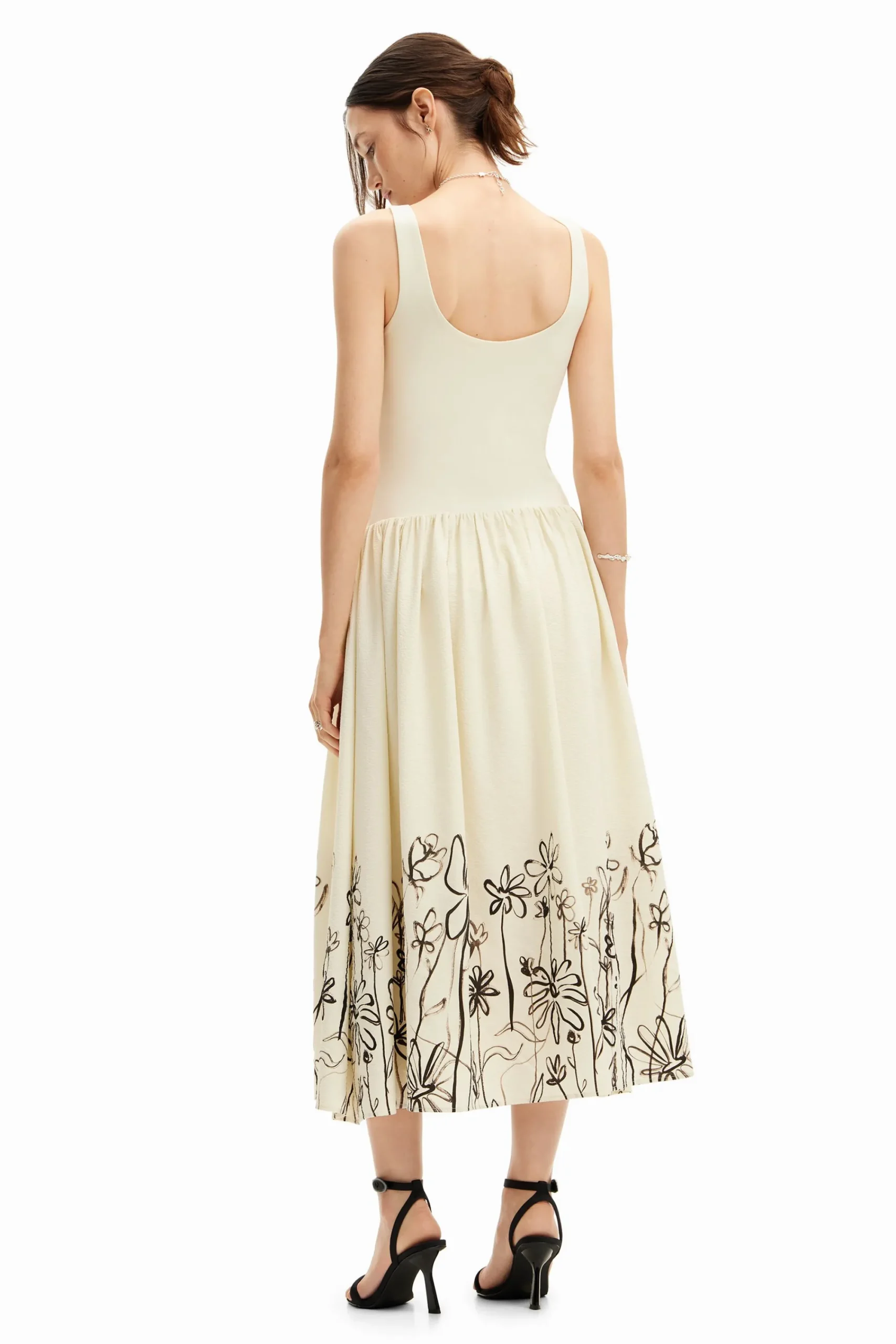 Vestidos E Macacões<Desigual Vestido midi evasê flores