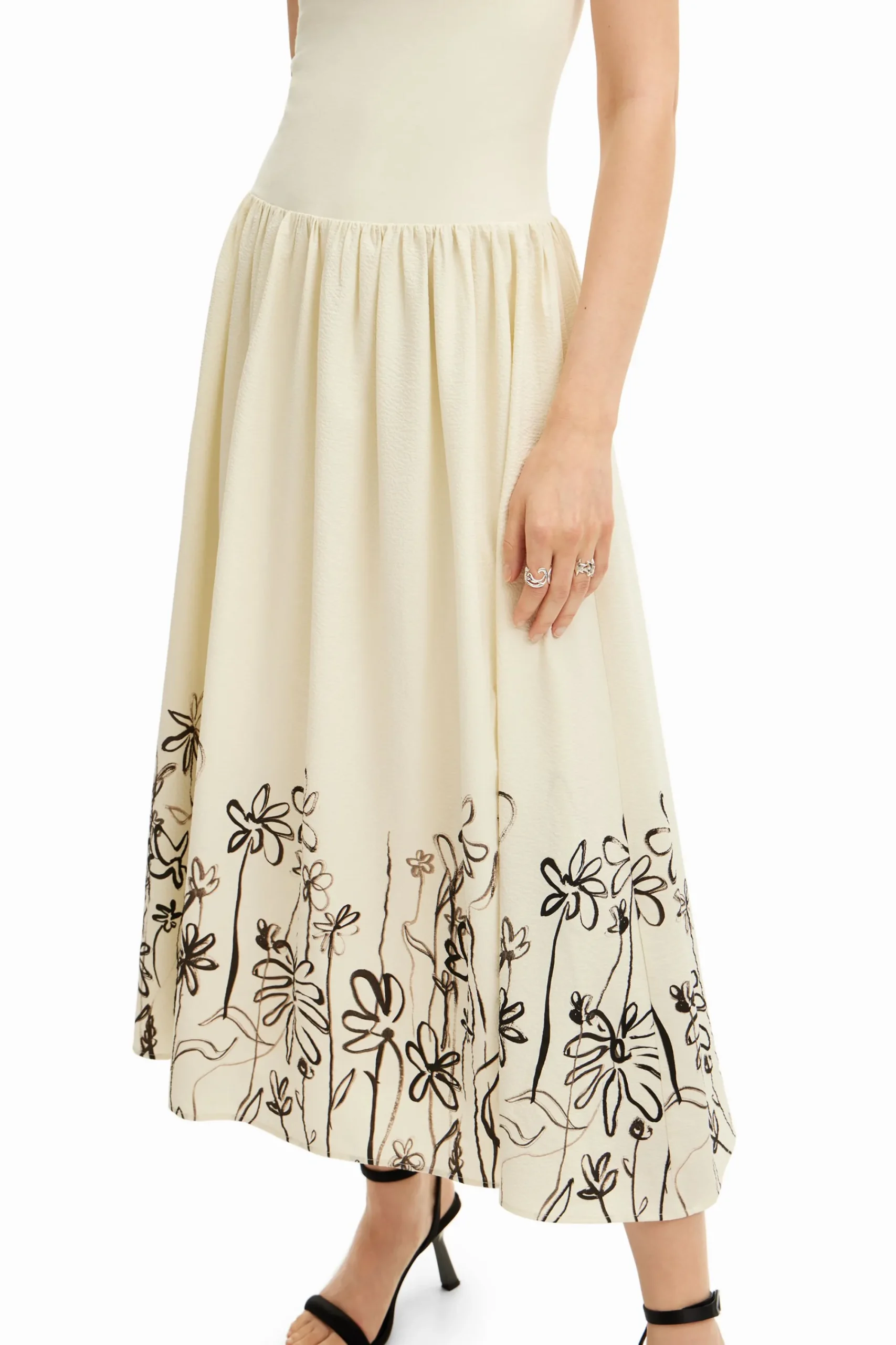 Vestidos E Macacões<Desigual Vestido midi evasê flores