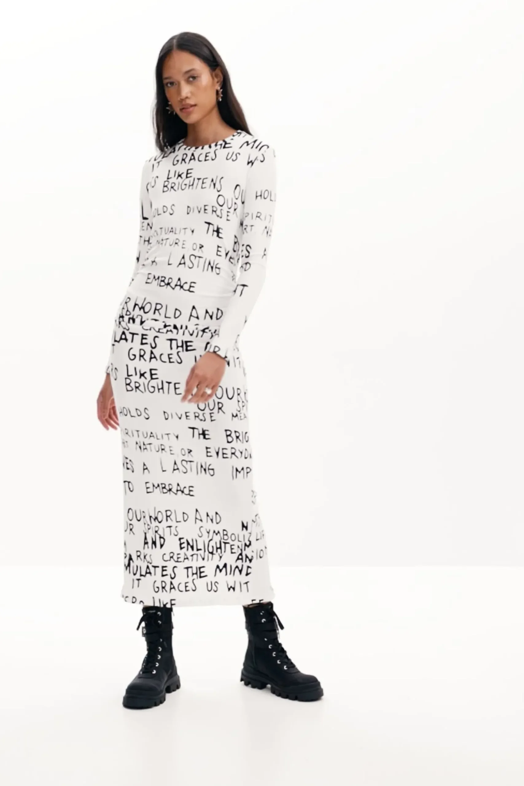 Roupa De Malha|Vestidos E Macacões<Desigual Vestido midi frase